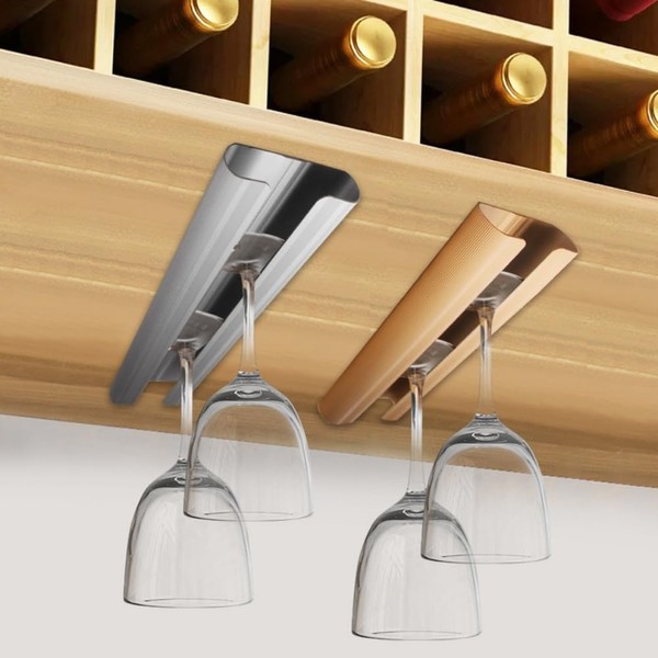 Komost Space-Saving Aluminum Alloy Wine Glass Rack - Easy No-Drill