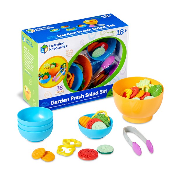 Learning Resources New Sprouts Garden Fresh Salad Set - 38 Pieces, Ages 18+ Months Pretend Play Food, Play Food for Toddlers, Toddler Kitchen Play Toys