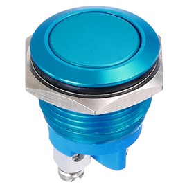 DMiotech 1 Pcs 19mm / 3/4" Push Button Switch, IP66 1NO 0-250V 5A Momentary Latching Push Button Starter Light Switch Self-locking, Aluminum Alloy Flat Head Blue