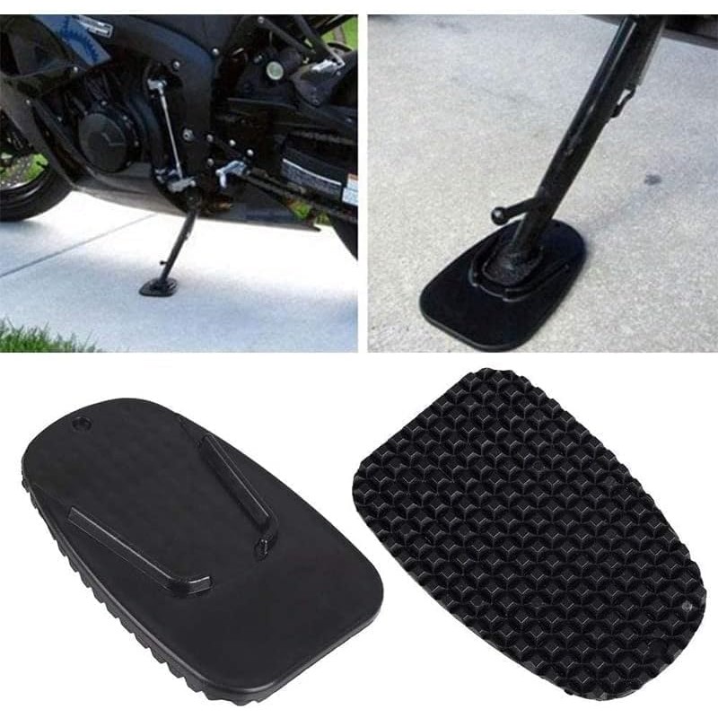 2 Pcs Black Motorcycle Side Kickstand Non-Slip Plate Base Parking