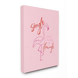 HOME Hot Pink Single and Ready to Flamingle Flamingo Stretched Canvas Wall Art, 24 x 30, Multi-Color