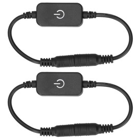 2pcs Mini LED Strip Touch Dimmer 1ft Cord Single Colour Dimming On Off Switch Controller DC 12V-24V