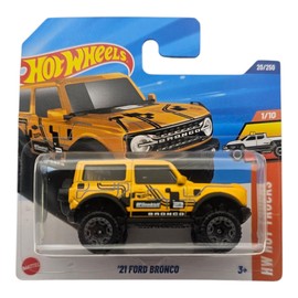 Hot Wheels '21 Ford Bronco, Yellow Die-Cast Model Car, 1/10 HW Hot Trucks Collection, 20/250