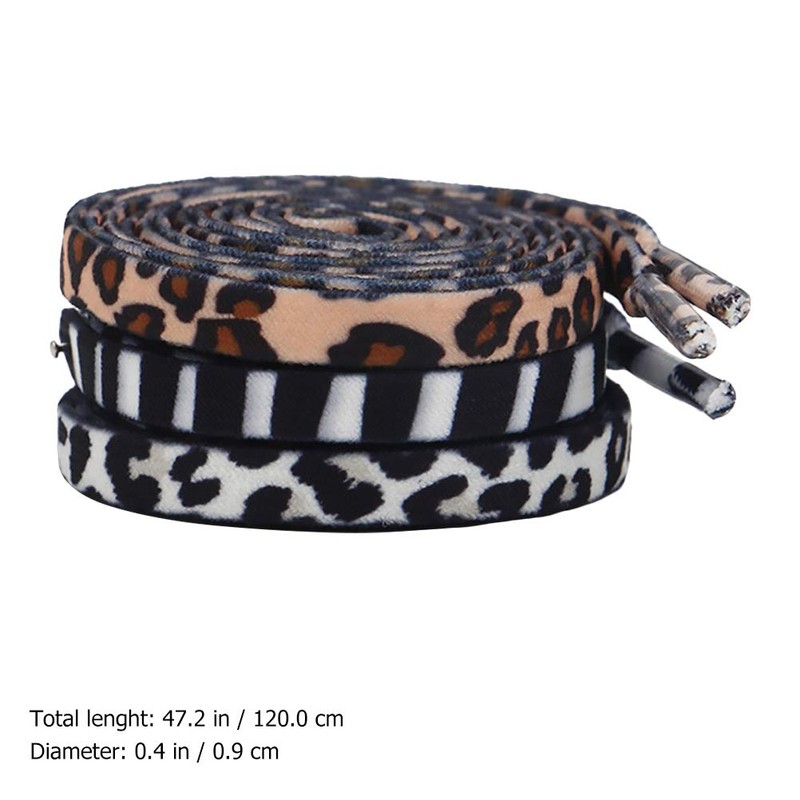 ABOOFAN 3 Pairs Sneakers Flat Shoelaces Animal Pattern Zebra Leopard
