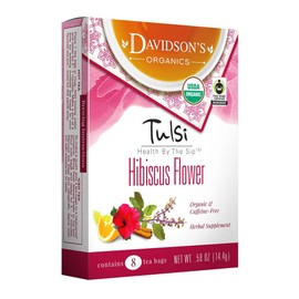 Davidson's Organics, Tulsi Hibiscus Flower, 8-count Tea Bags, Pack of 12