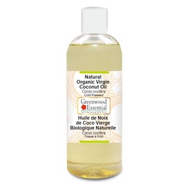 Greenwood Essential Natural Organic Virgin Coconut Oil (Cocos Nucifera) Natural Therapeutic Quality Cold Pressed 200 ml (6.76 oz)