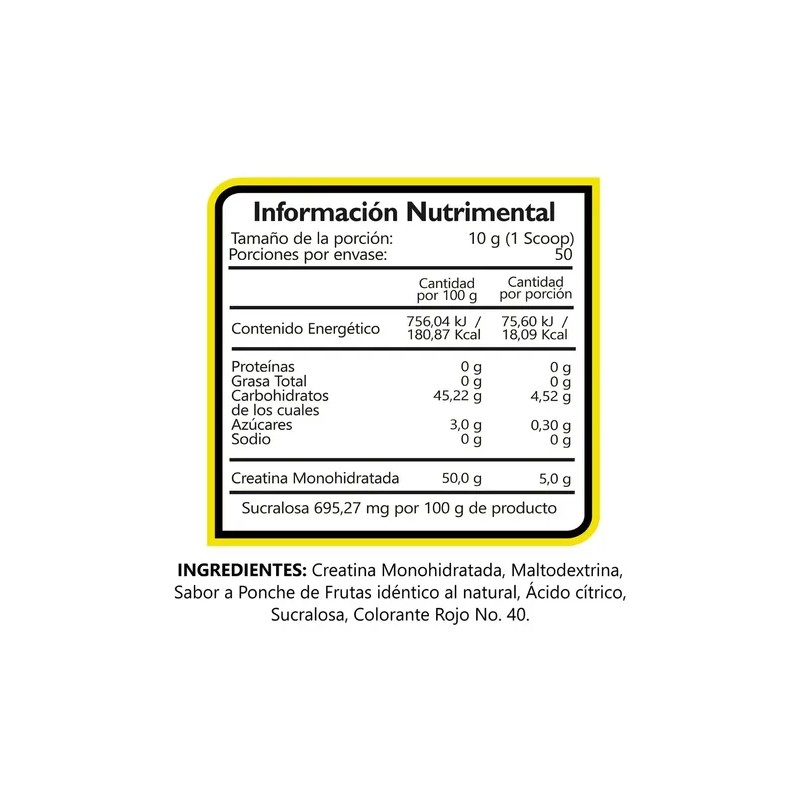 Bhp Ultra Creatina Monohidratada 500 Gr 100 Servicios Sabor Ponche