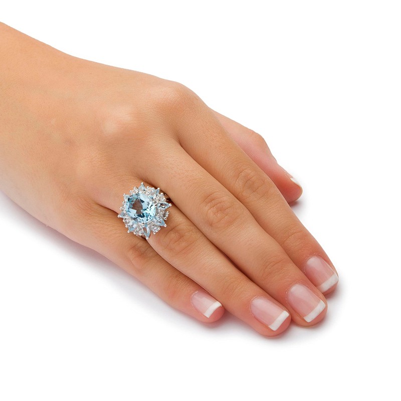 PalmBeach Sterling Silver Oval Shaped Genuine Blue Topaz Ring Sizes