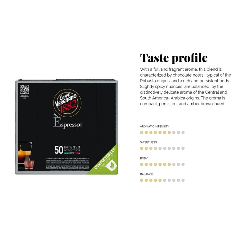 Caffè Vergnano 1882 - Èspresso Compostable Coffee Capsules, Compatible with