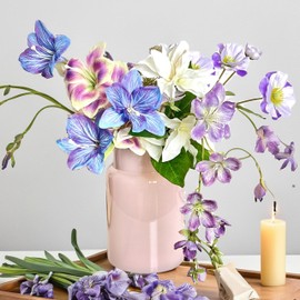 BLOFLO Pink Glass Vase, 9 Inch Large Glass Vase for Flowers, Modern Thick Glass Flower Vases for Centerpieces, Decorative Glass Cylinder Hydroponic Vase for Wedding, Home, Office (Pink, 9Inch)