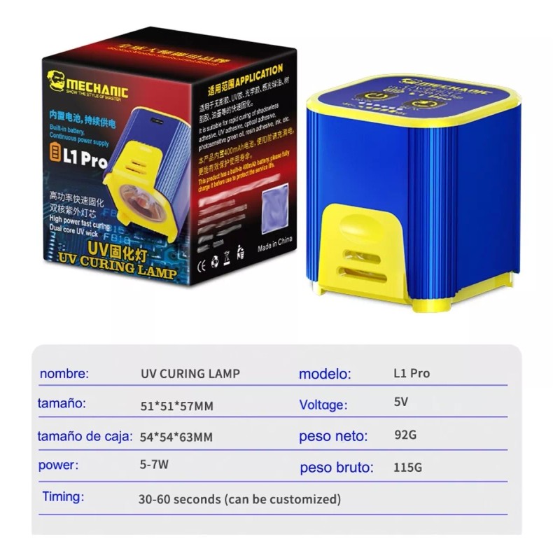 Mgsm Lampara Uv Mechanic Profesional Recargable Secado Uv Mask