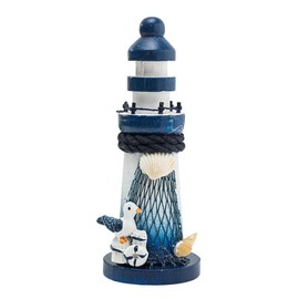 CLISPEED Wooden Lighthouse Ornament - Nautical Tabletop Decoration - for Bathroom or Theme Decor Unique Lighthouse Figurine for Ocean Lovers Ideal for