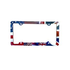 American British Union Jack Flag License Plate Frame Light Weight Aluminum Tag Holder for Cars Trucks
