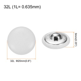 sourcing map 20pcs Leather Covered Button 20mm Metal Round Sewing Buttons, White