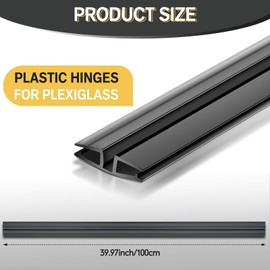 Landical 2 Pcs PVC Piano Style Living Hinge 39.37 Inch Each PVC Living Hinge for DIY 3-5mm Glass Acrylic and More Material Replacement Repair, No Screws or Glue (Black)