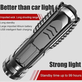ANEFOSE 2PCS Germany New Technology Multifunctional Rechargeable Flashlight, Multifunctional Mini Super Strong LED Flashlight, T9 Strong Light Wick Flashlight for Outdoor Camping (Black)