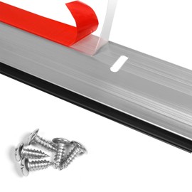 BAINING 2 Pack Metal Door Draft Stopper, 43.5 Inch Under Door Sweep Bottom Blocker Seal Strip, Aluminium Sweeps Anti Mouse Bite, 2Wx43.5L Silver