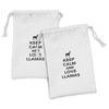 Ambesonne Llama Fabric Pouch Set of 2, Monochrome Pop Culture