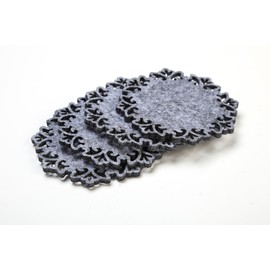 Dulce Cocina Lace Cut Felt Coasters - Set of 6 - Good Drink Absorbent - Ideal Housewarming Gifts (Gray)