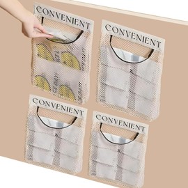 4Pcs Wall Mount Grocery Bag Holder Trash Bag Dispenser – Mesh Storage Organizer for Home Kitchen, Reusable and Space-Saving