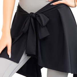 Toalla Wrap Deportiva Mujer - Vestido de Playa Sarong Poliéster Fitness - Toalla de Playa Tennis Cover Up Falda (Negro)