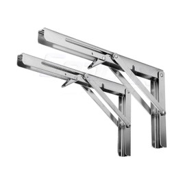 SeaLux Folding Brackets 12" Long Stainless Steel Shelf, Bench, Table Support 90 Degree with Short Release/Max. Bearing 330 lb (Sold as 2 pcs)