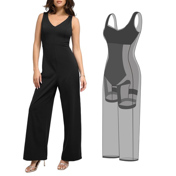 Popilush Shapewear Jumpsuit For Womens Romper Built-In Shapewear Jumpsuits For