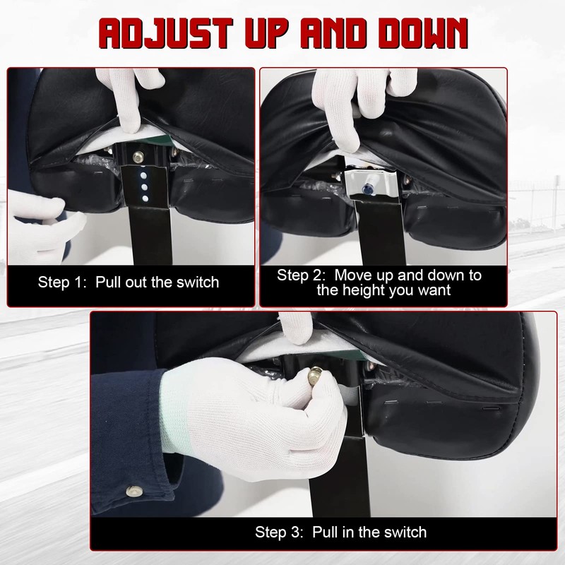 INNOGLOW Motorcycle Adjustable Driver and Rider Backrest with Chrome Mounting