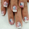 24Pcs 4th of July Nails French Tip Press on Nails