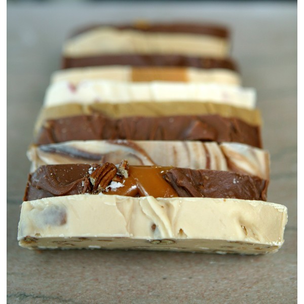 Marshall's Mackinac Island Fudge three slice assortment gift box (1.5 Pound) Plain Chocolate, Chocolate English Walnut and Chocolate Peanut Butter