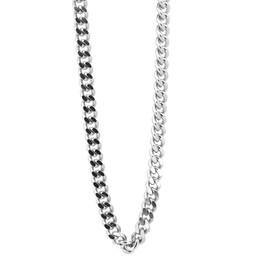 Lion Heart Wrapped Chain Necklace, 0.27 inch (6.9 mm) Wide, Cut Curb Hei, Surgical Stainless Steel, 316L, Hypoallergenic Metal, Silver, Extra Ordered Pouch Included, Men's Brand, Stainless Steel, No