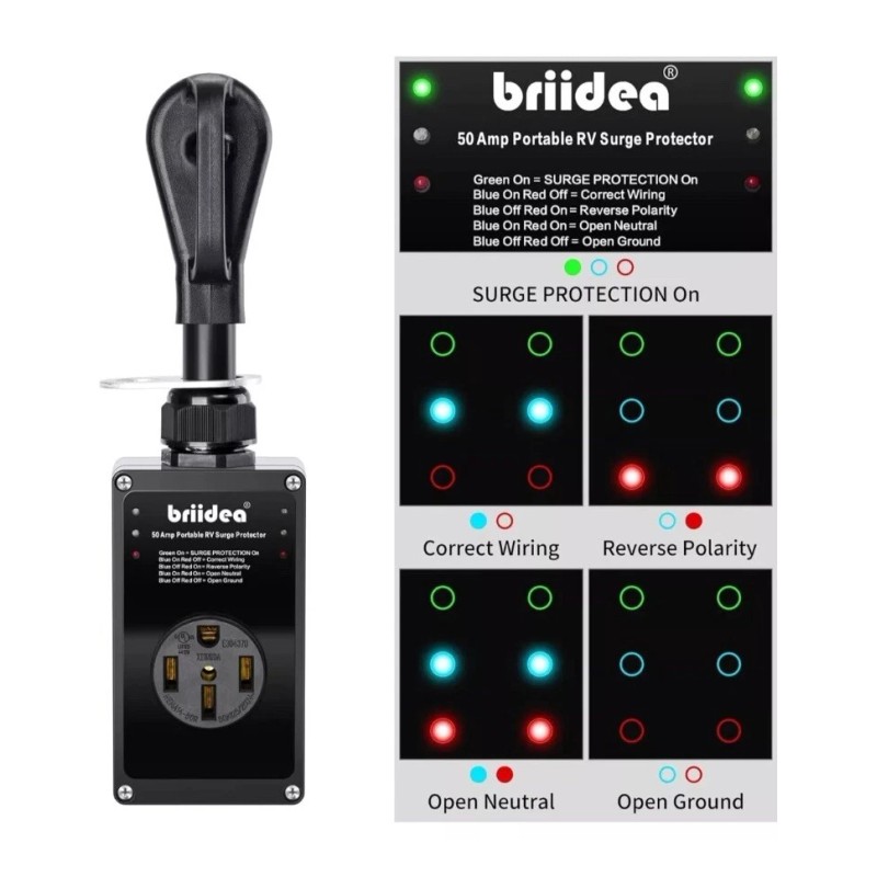 Briidea RV Surge Protector 50 Amp Circuit Analyzer 4800 Joules