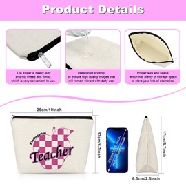 Gfhzdmf Appreciation Gifts for Teacher Makeup Bag Thank You Gifts for Kindergarten Teacher 2025 Cosmetic Bag with Zipper Teacher's Day Retirement Gift for Her Women Mom Aunt Coworker Travel Pouch