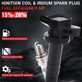 PZ Ignition Coil Pack and Iridium Spark Plugs Compatible with Toyota Corolla 2000-2007,Toyota Celica（GT）1999-2006 1.8L L4 Set of 4 Replaces#UF247