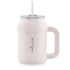 REDUCE Reusable 32 oz Cold1 Water Tumbler – Ergonomic Handle – Double-Wall Insulation – Sturdy Desktop/Tabletop Mug with Lid and Straw – BPA-Free – Stainless Steel for Gym, Home, or Office– Cotton