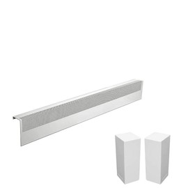 Baseboarders Basic Series 4 ft (48 in) Galvanized Steel Slip-On Baseboard Heater Cover + Left & Right Endcaps, Rust Resistant, White, for Hydronic Hot-Water Systems
