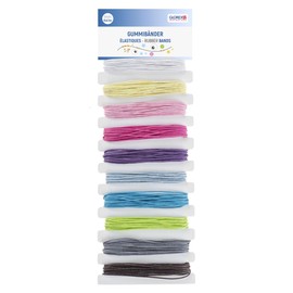 GLOREX 6 1630 361 – Rubber Bands Set, 10 Elastic Bands in Different Colours, Length of Each Ribbon Approx. 3 m, for Crafts, Decorating and Creating