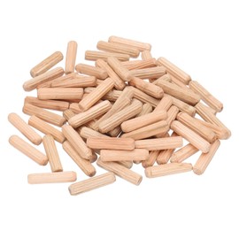PATIKIL 1/4 Wooden Dowel Pins, 212 Pcs M6x25mm Wood Dowel Pins Hardwood Pegs Fluted Groove Easy Insertion for Crafts Furniture Door Art