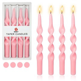 Spiral Taper Candles Pink Candlesticks,4pcs Cool Candle Sticks Long Tapered Candles Pink Twirl Candle Tall Twisted Candles for Home Dinner Weddings Holiday (1D4PC-PINK)