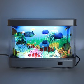 Luz LED Sensorial para Acuario, 12,2 X 8,9 Pulgadas, Decoración de Peces Tropicales Artificiales, Lámpara Decorativa de Acuario Falsa con Peces en Movimiento