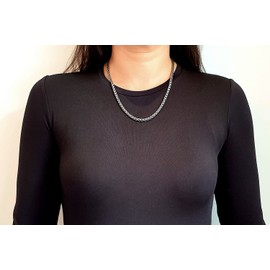 Unisex Oxidised Sterling Silver Detailed Wheat Weave Chain Necklace - 51CM