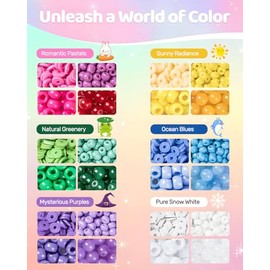 Taybonds Friendship Bracelet Making Kit- 24 Colors Beads Kit for Bracelets with Clay Beads, 4mm Seed Beads, Pony Beads, 8mm Glass Beads, Letter Beads and Charms, Jewelry Making Kit Gift for Girls 6-12