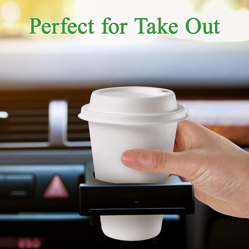 ECOLipak 100% Compostable Coffee Cup Lids 200 Count，3.54 inch Disposable