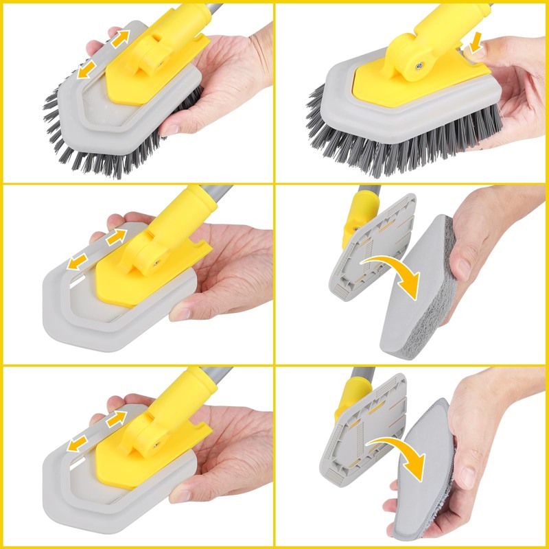 Lalafancy Shower Cleaning Brush with Locking Head, 3 in 1