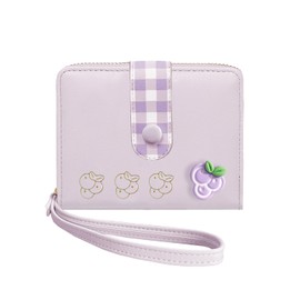 Sunwel Fashion Grape Wallet Card Holder Small Cute Wallet Zipper Coin Pocket Wallet for Women Girls (PURPLE)
