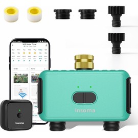 Sprinkler Timer with 2 Outlet, Automatic Irrigation System Controller for Lawns and Yard, Compatible with Alexa (Brass Inlet & Plastics Outlet)