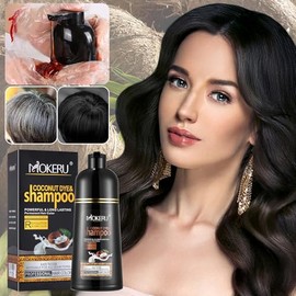 Champú Tinte Negro Con Aceite De Coco Mokeru 3 En 1 Para Cobertura De Canas, Para Hombres Y Mujeres, Semipermanente.