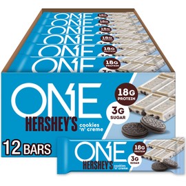 ONE Protein Bars, Hershey's Cookies 'n' Creme, Gluten Free with 18g Protein and 3g Sugar, Pantry Staples, 2.12 oz (12 Count)