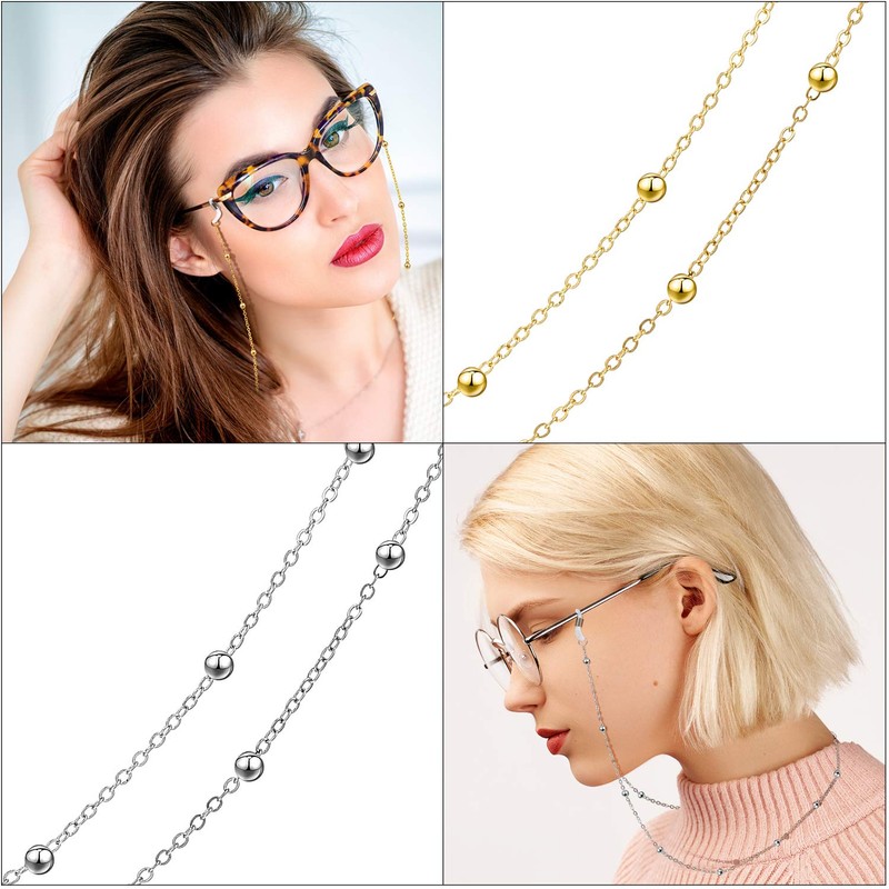 Frienda 6 Pieces Eyeglass Chains Elegant Eyewear Retainer Beaded Eyeglass