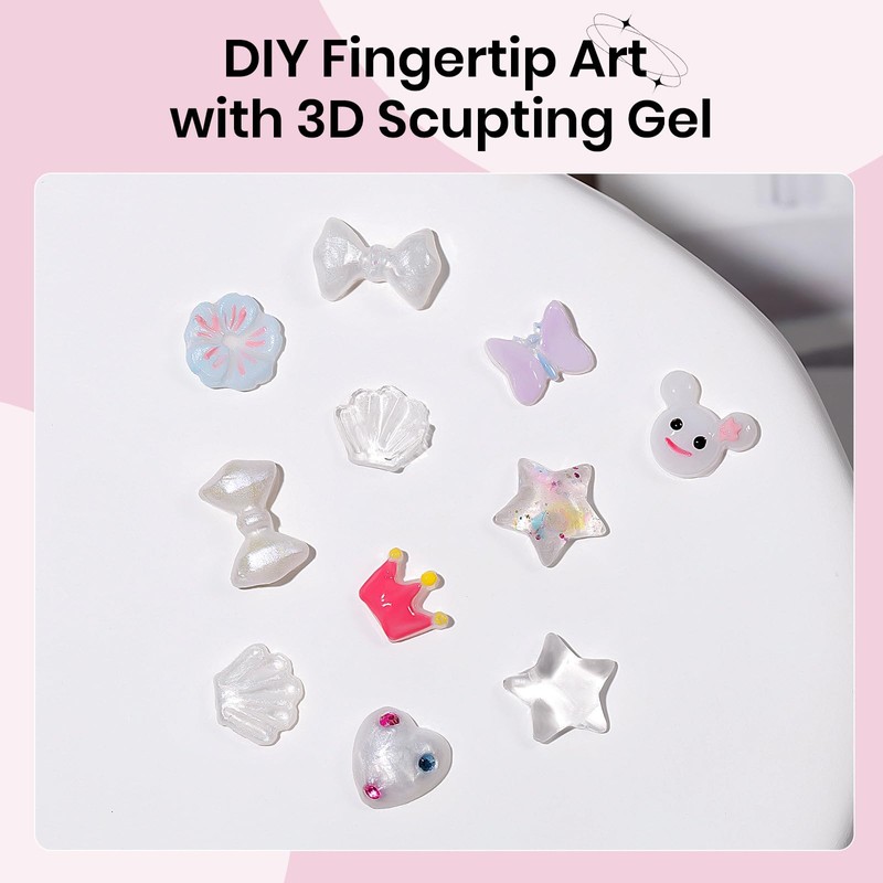 SUPWEE 3D Nail Gel Art Pearl White,Solid Gel for Nails